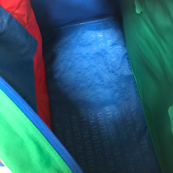 Vintage United Colors of Benetton Blue Green Red Duffel Travel Bag Weekender - Picture 12 of 16